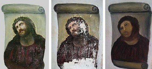 Откачена баба унищожи фреска с Исус Христос в опит да я поправи