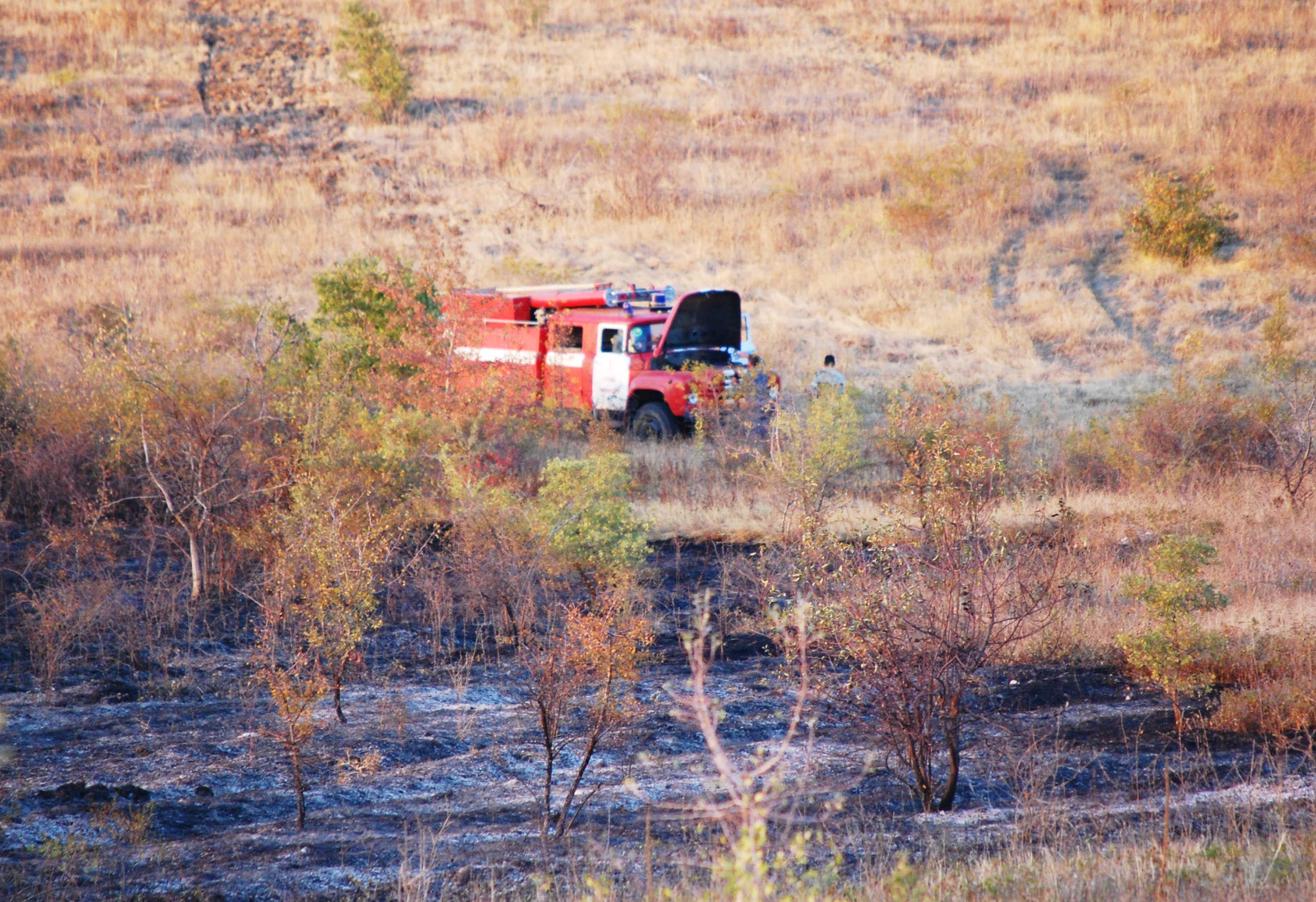 Пожарни и селяни спасиха Камен бряг от опожаряване