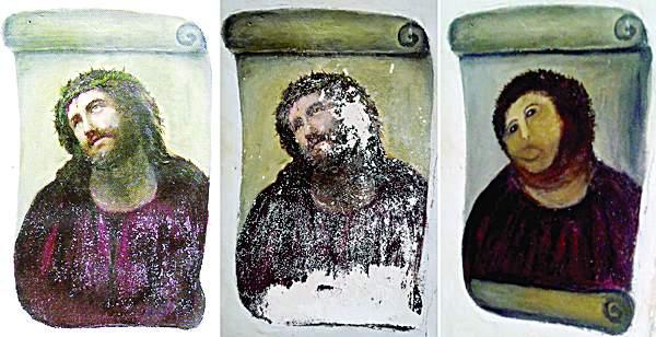 Откачената баба, която съсипа фреска с Исус, започна да печели от творбите си  