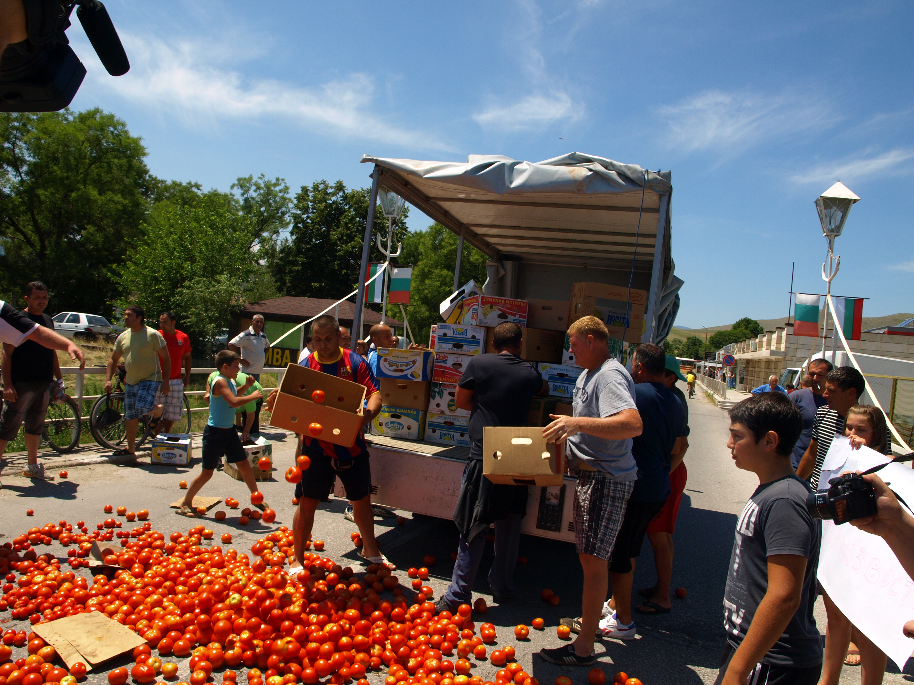 Земеделци изсипаха тонове домати