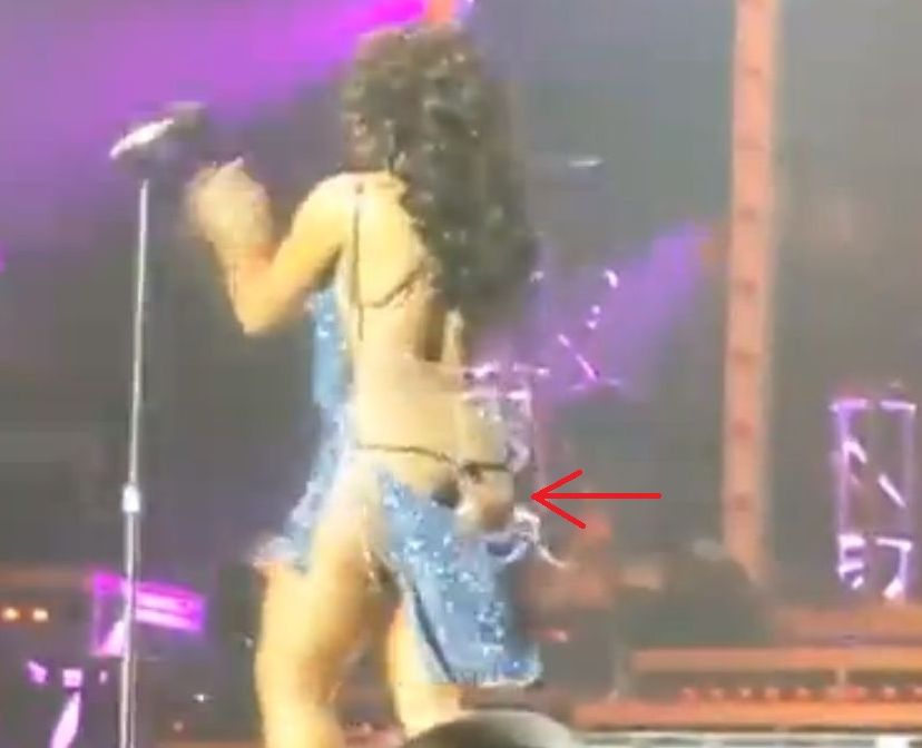 Тони Бракстън предадена от рокля, лъсна голо дупе по време на концерт (ВИДЕО)