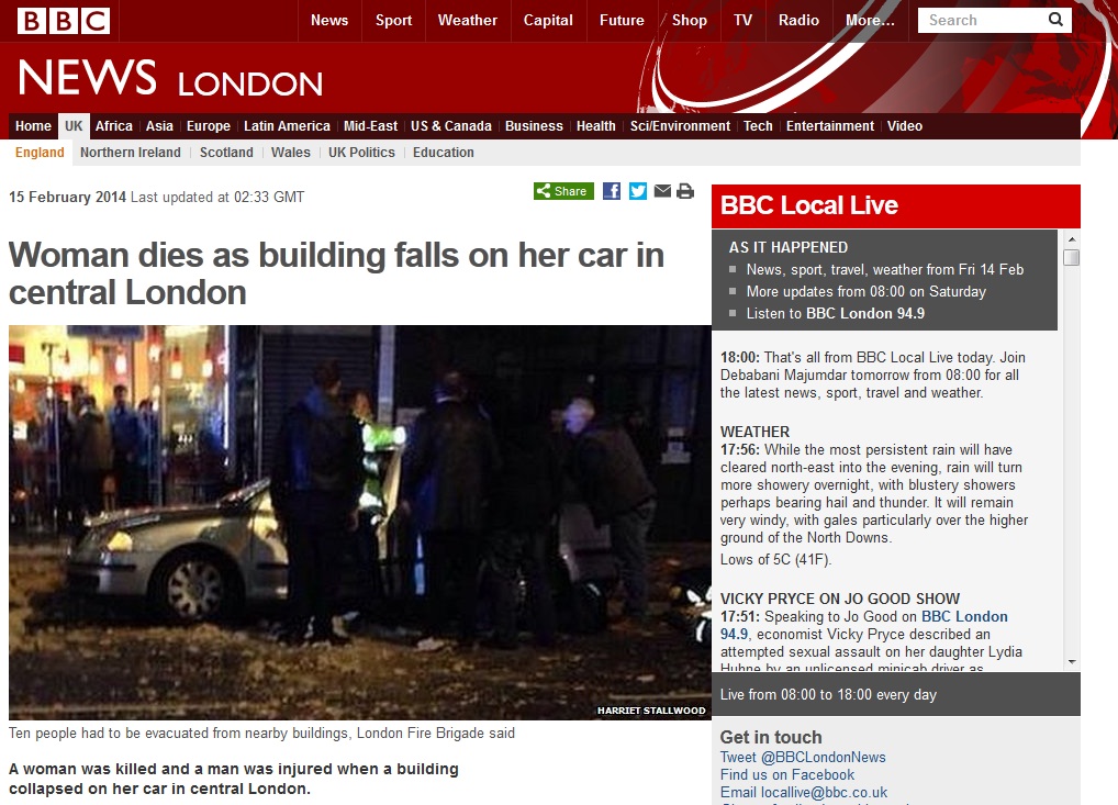 И в Лондон като на „Алабин“ в София – сграда рухна, уби жена