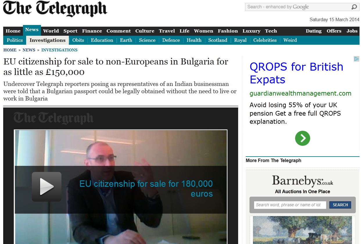 The Telegraph: България продава европейско гражданство!
