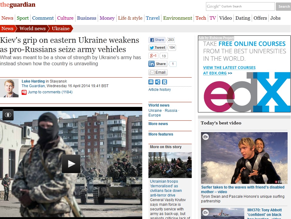 The Guardian: Киев губи Източните области
