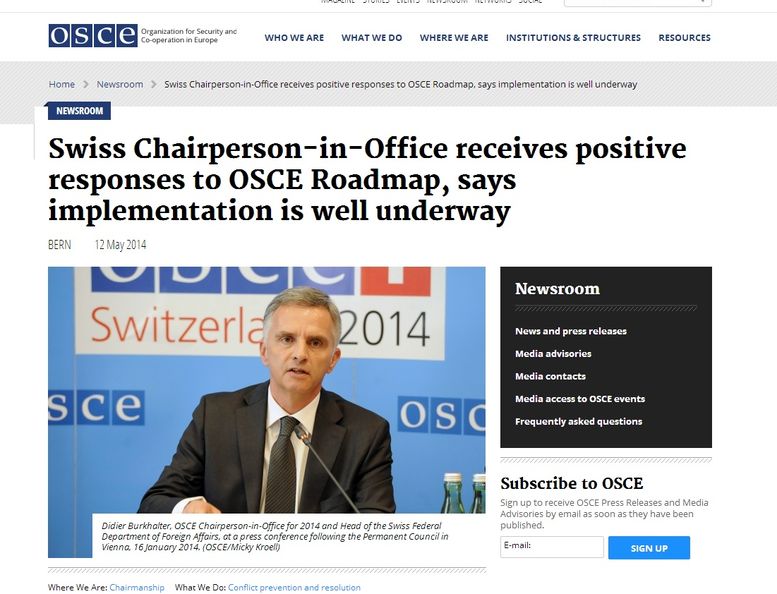 Всичките участници в женевската среща са одобрили „пътната карта“ на ОССЕ за Украйна
