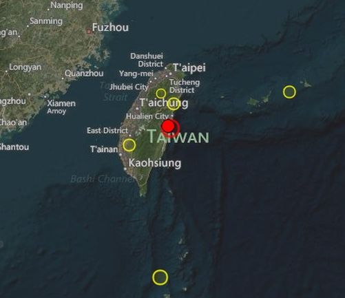 Земетресение с магнитуд 5.9 разлюля Тайван