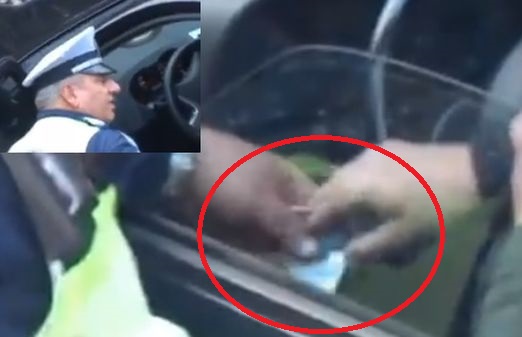 Вижте как полицай прибира подкуп от шофьор в София! (ВИДЕО)