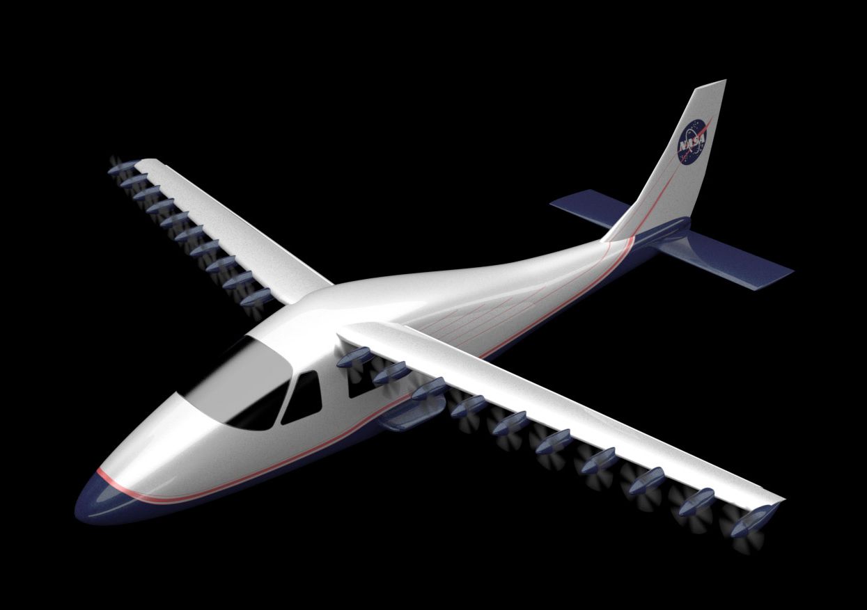НАСА разработва електрически самолет с 18 витлови двигателя