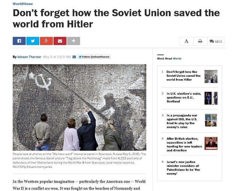 &quot;Вашингтон пост&quot;: Не забравяйте, че Съветският съюз спаси света от Хитлер