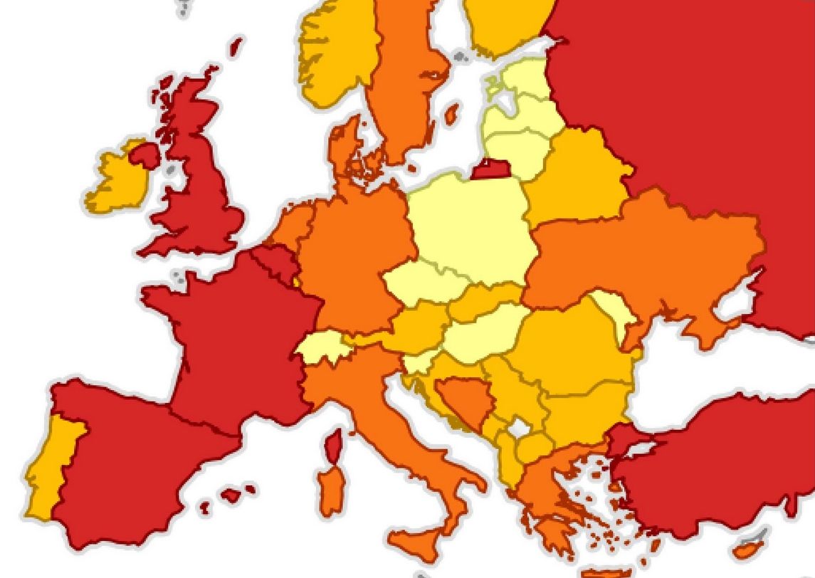 Карта на най-застрашените туристически дестинации в Европа 