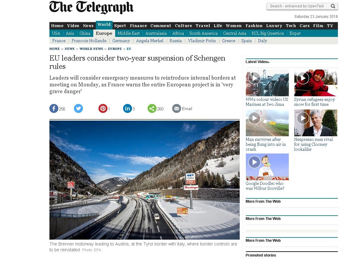 The Telegraph: Обмислят замразяване на Шенген за две години 
