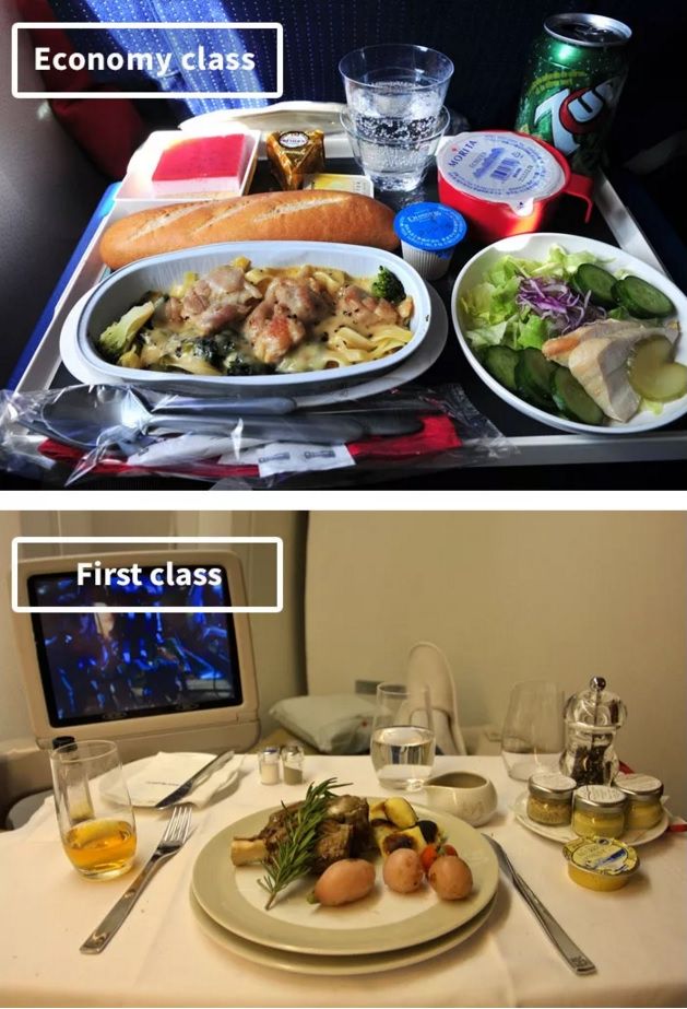 Разлика: Какво сервират в първа и втора класа в самолета (СНИМКИ)