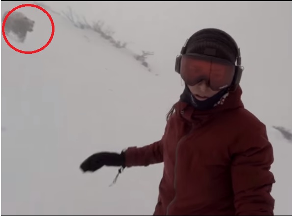 Мечка погна сноубордистка в момент на селфи (ВИДЕО)