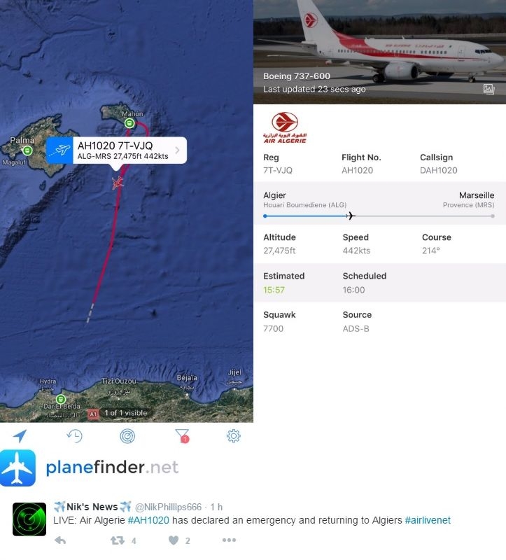 Самолет изчезна на път за Марсилия