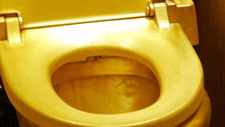 Ню Йорк се сдоби със златната тоалетна чиния "Америка" (СНИМКИ)