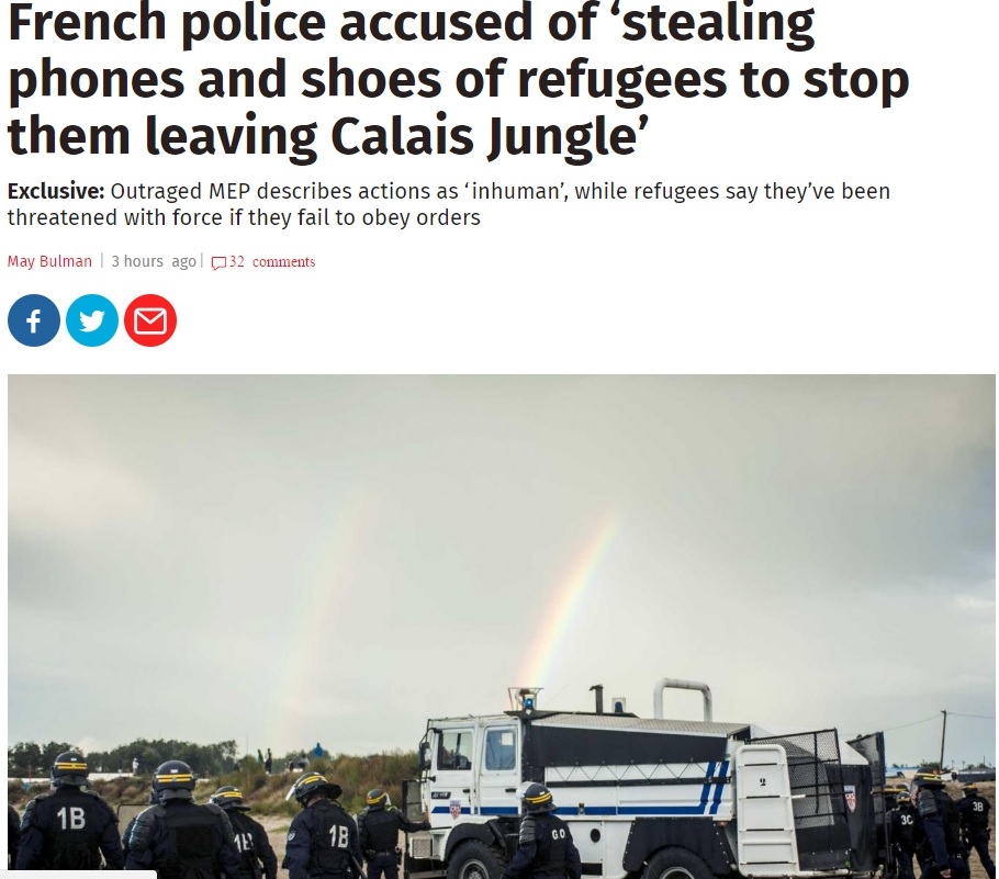 Френската полиция краде телефоните и обувките на мигрантите