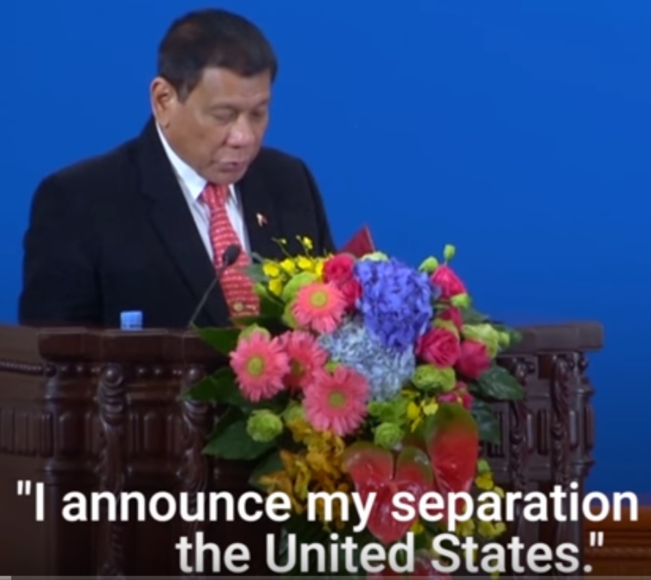 Президентът на Филипините зави към Китай (ВИДЕО)
