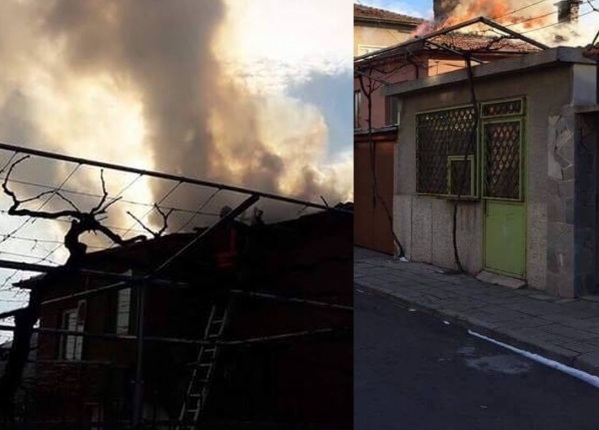 Къщи горят край Пловдив! Огнеборците се борят с пламъците 