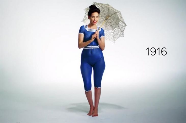 История на модата: 100-годишната еволюция на банския, показана чрез бодиарт (СНИМКИ/ВИДЕО 18+)