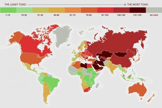 България сред най-отровните държави в света