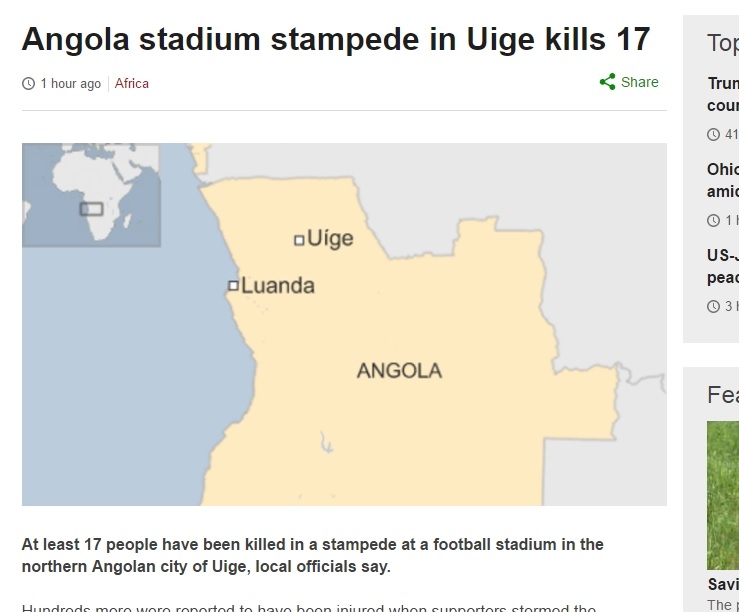 17 души са загинали стъпкани от тълпа на футболен стадион