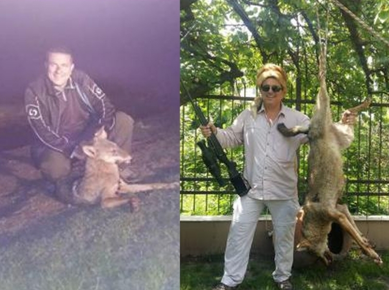 СНИМКИ на шеф на ловно дружество с ритуално насилие срещу животно скандализираха социалните мрежи