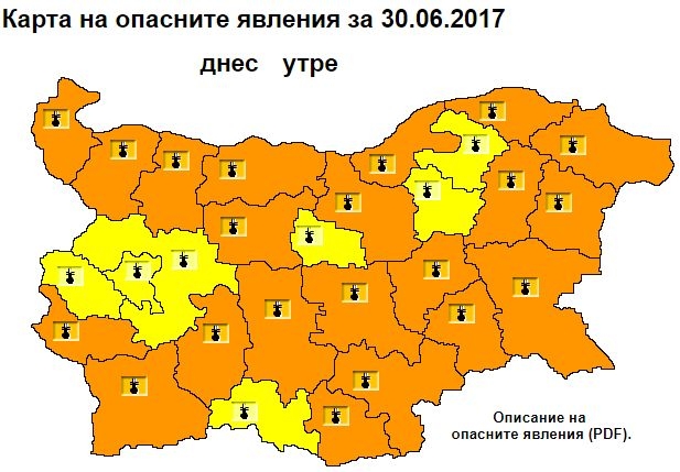 Краят на седмицата се очертава кошмарно горещ, в почти цяла България в петък ще бъде страшно! (КАРТА)
