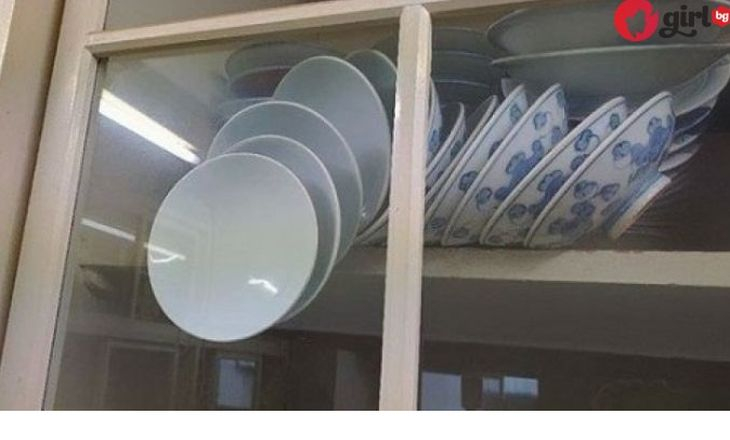 Уникална загадка озадачи мрежата: Как ще отворите шкафа, за да не паднат чиниите?