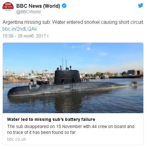 Това ли е краят? От ВМС на Аржентина обявиха, че е нахлула вода в подводницата и е гръмнало късо съединение  