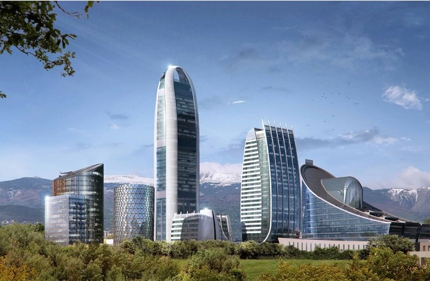 От птичи поглед: Вижте как върви строителството на най-високия небостъргач в България и третия лъч на метрото (ВИДЕО)