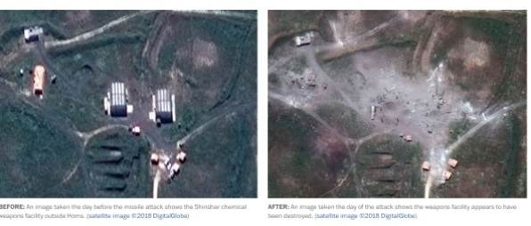 Спътникови СНИМКИ разкриват пораженията след въздушните удари на САЩ и съюзниците й по Сирия 