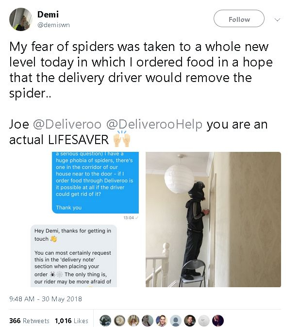 Студентка си поръча храна, за да може куриерът да изгони паяка от дома й, но стана още по-страшно (СНИМКА)