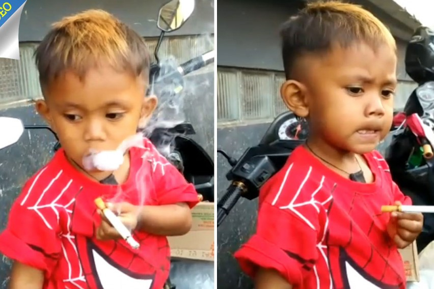 2-годишно пуши по 40 цигари на ден, купува ги майка му (ВИДЕО)