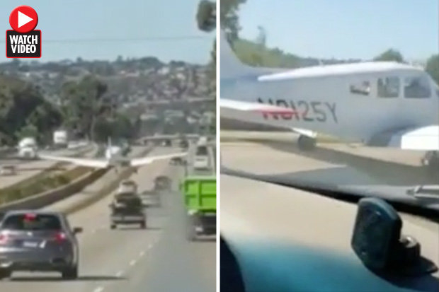 Уникални КАДРИ! Пилот приземи аварирал самолет на натоварена магистрала