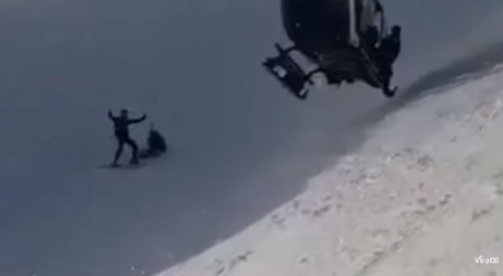 Спасиха скиор със зрелищна маневра на хеликоптер (ВИДЕО)