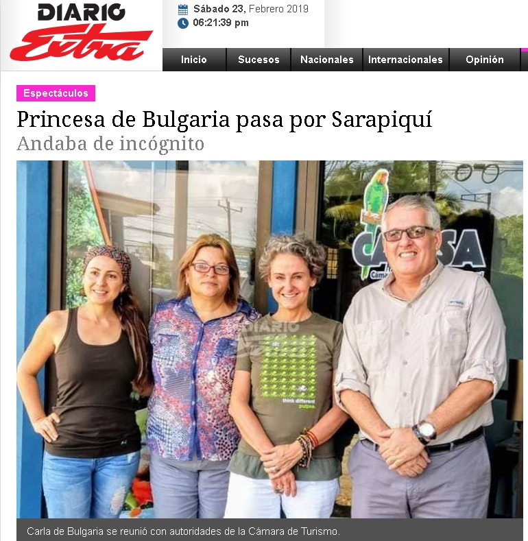 Diario Extra: Българска принцеса дойде в Коста Рика инкогнито