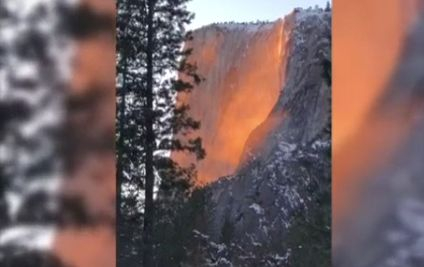"Огнен" водопад шокира туристите в САЩ (ВИДЕО)
