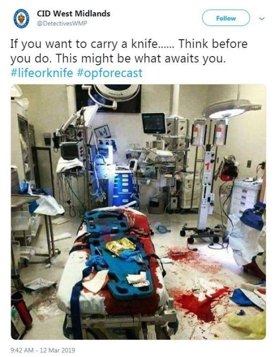 Потресаваща СНИМКА 18+ на болнично легло, напоено с кръв, качи британската полиция