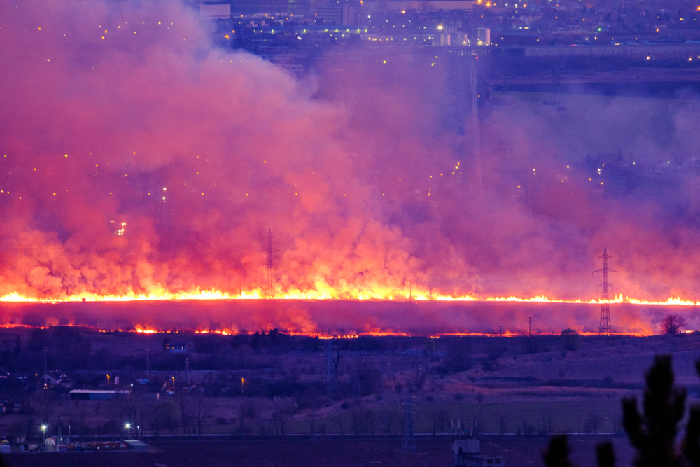 Само в БЛИЦ! Зрелищни СНИМКИ на огромния пожар на един хвърлей от София