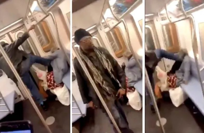 Шок в метрото на Ню Йорк! Чернокож рита старица в главата, целият влак мълчи и снима (ВИДЕО)