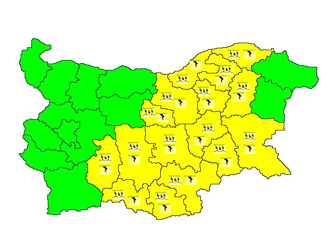 Код за опасно време в половин България навръх 24 май! (КАРТА)