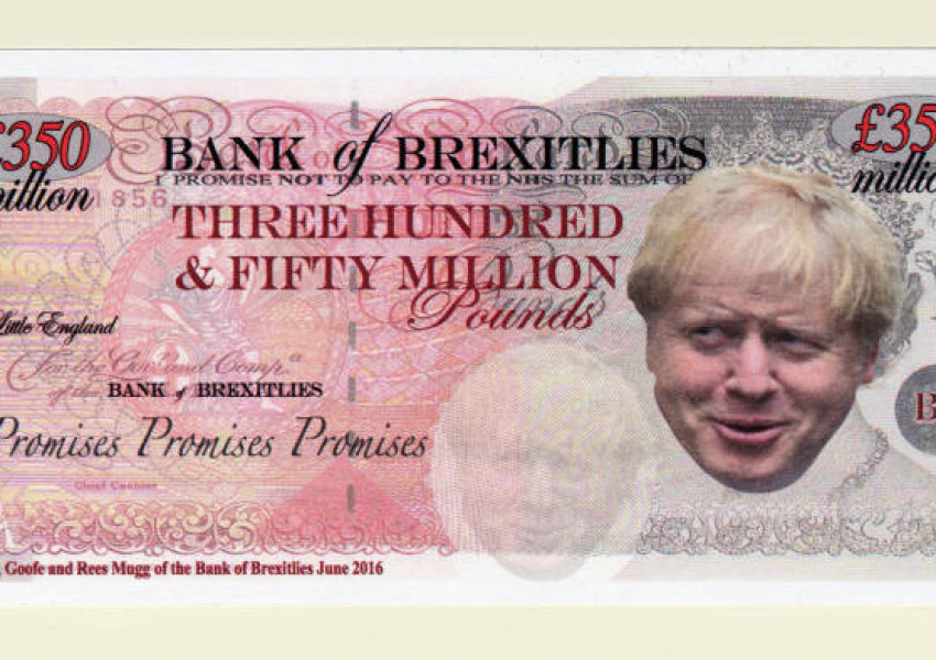 Появиха се фалшиви банкноти за Brexit с лика на... СНИМКИ