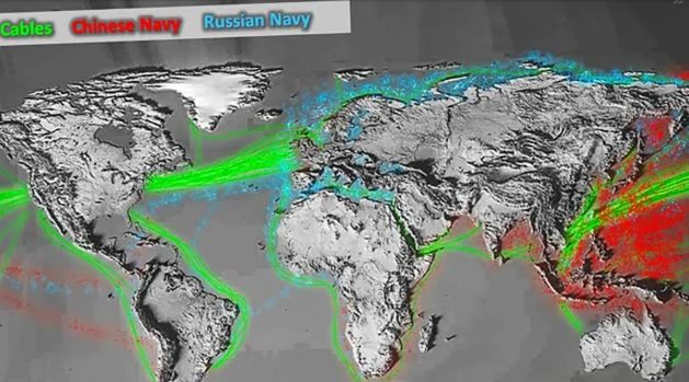 Пентагонът показа КАРТА на дейността на руските и китайските подводници край бреговете на САЩ