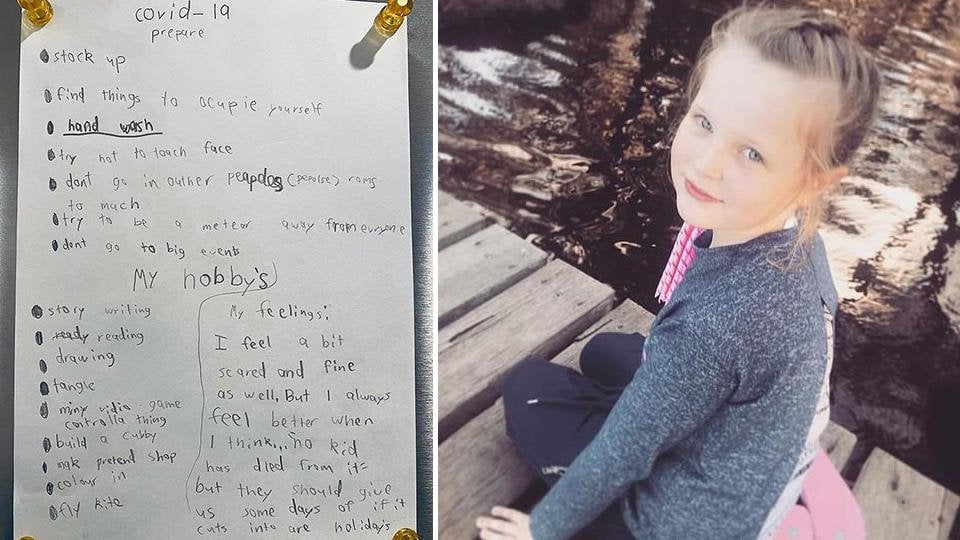 Баща се изненадана от бележка за коронавирус, писана от 8-годишната му щерка