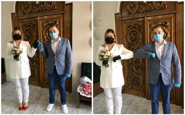С маски и ръкавици: Трогателни СНИМКИ от сключване на брак насред епидемията 