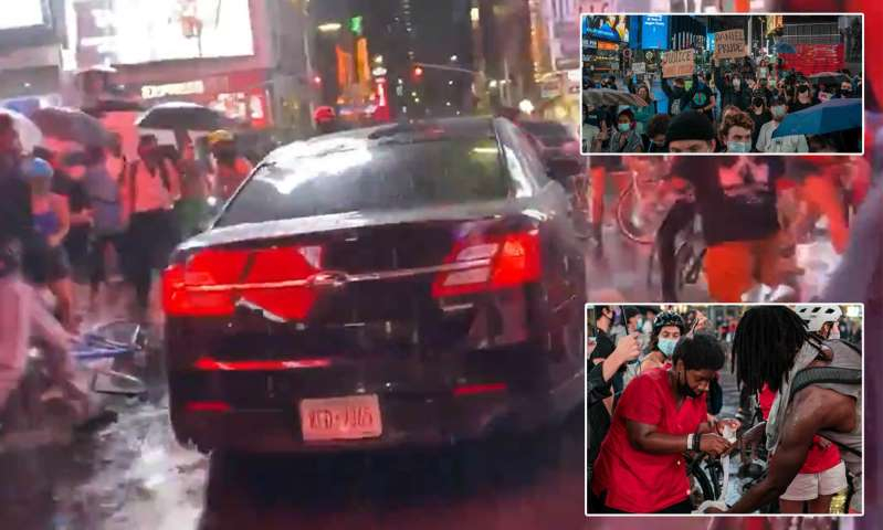 Извънредно от Ню Йорк: Кола се вряза в протест за "расова справеливост" на „Таймс Скуеър“ ВИДЕО