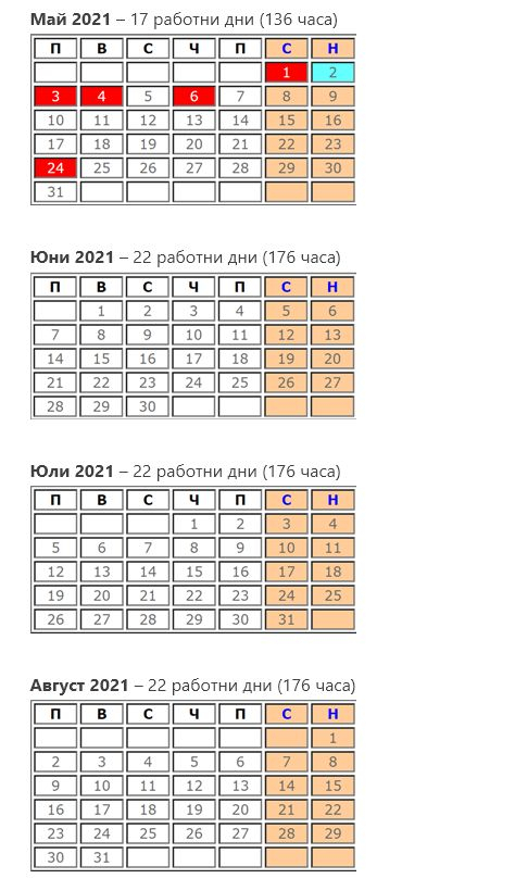 Кога са почивните дни през 2021 година и варианти за дълъг отпуск ТАБЛИЦИ