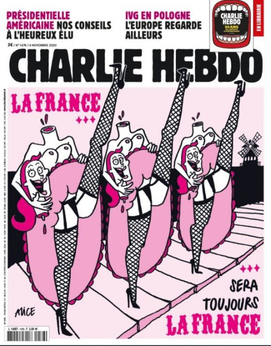 Шарли Ебдо пак шокира с отрязани глави и полуголи танцьорки ВИДЕО