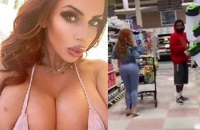 Изненада! Playboy модел оголи гърдите си пред клиент в супермаркет ВИДЕО