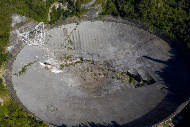Инцидент с огромния 900-тонен радиотелескоп в Пуерто Рико СНИМКИ